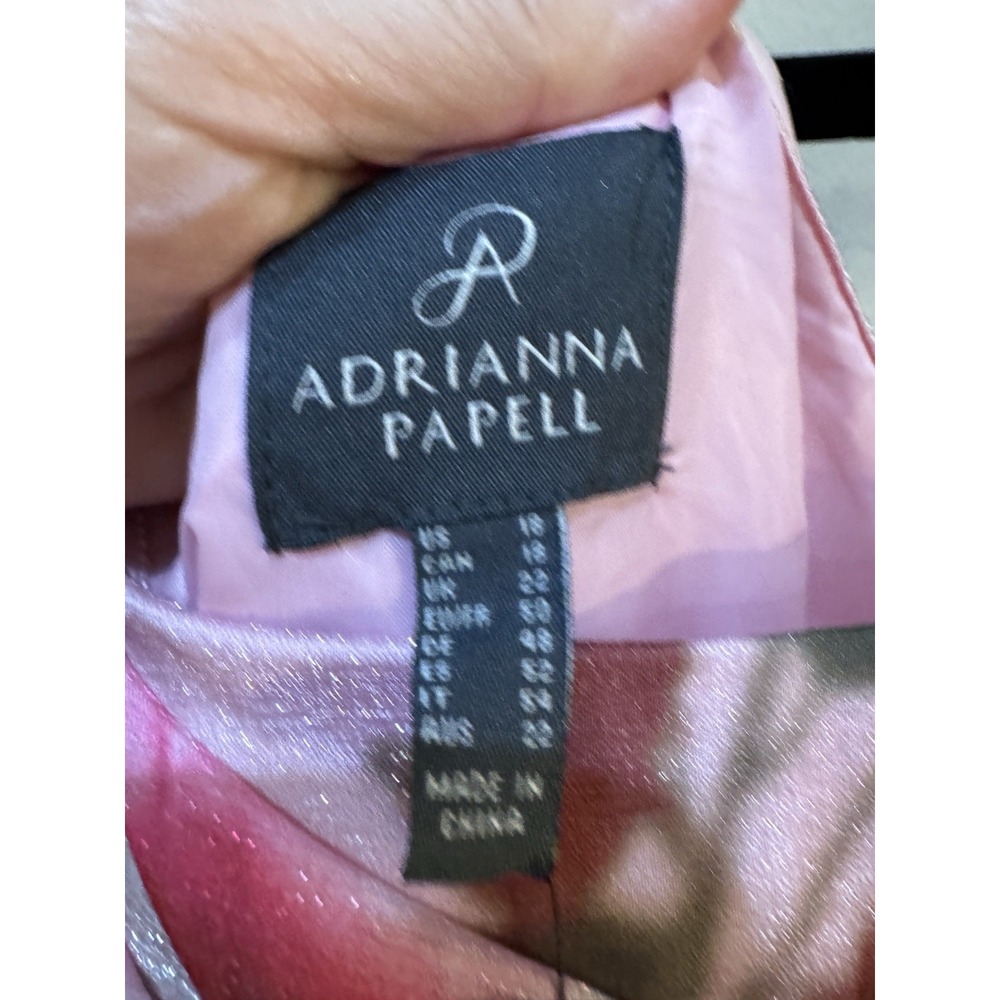 NWT Adrianna Papell One Shoulder Floral High Low Dress Pink Size 18 $199 - Picture 7 of 11
